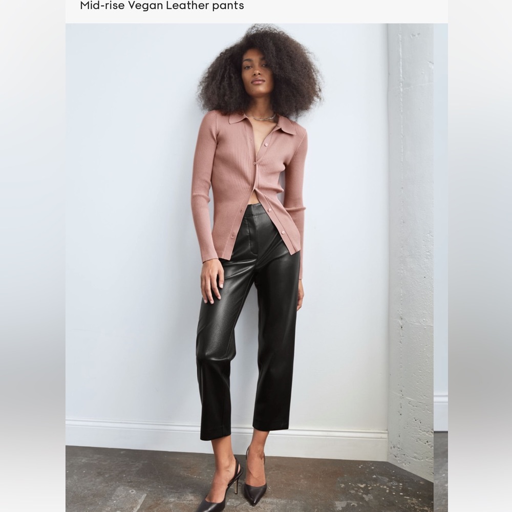Aritzia Babaton Command Cropped Pant Black Leather Size 4